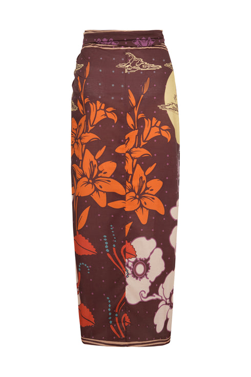 Mapara Cotton Skirt / Brown Moonlight Garden